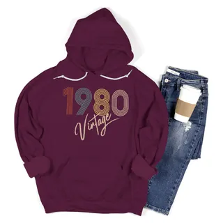 Limited Vintage 1980 Birthday Hoodie – Maroon