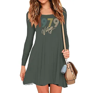Limited Vintage 1979 Birthday Women's Crew Neck Dress – Military Green