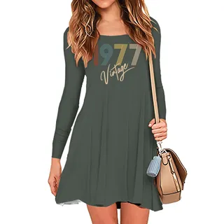 Limited Vintage 1977 Birthday Women's Crew Neck Dress – Military Green