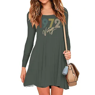 Limited Vintage 1972 Birthday Women's Crew Neck Dress – Military Green