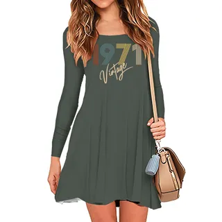 Limited Vintage 1971 Birthday Women's Crew Neck Dress – Military Green