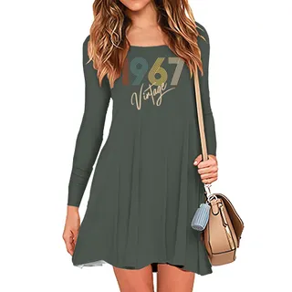 Limited Vintage 1967 Birthday Women's Crew Neck Dress – Military Green