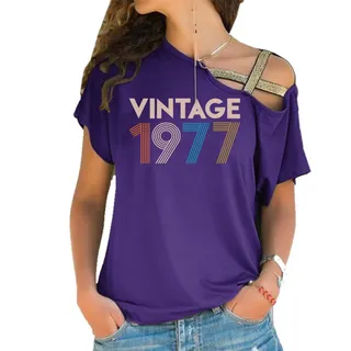 Vintage 1977 Limited Edition Off Shoulder T-Shirt – Purple