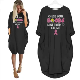 Check Your Boobs Limited Edition Pocket Dress – Black