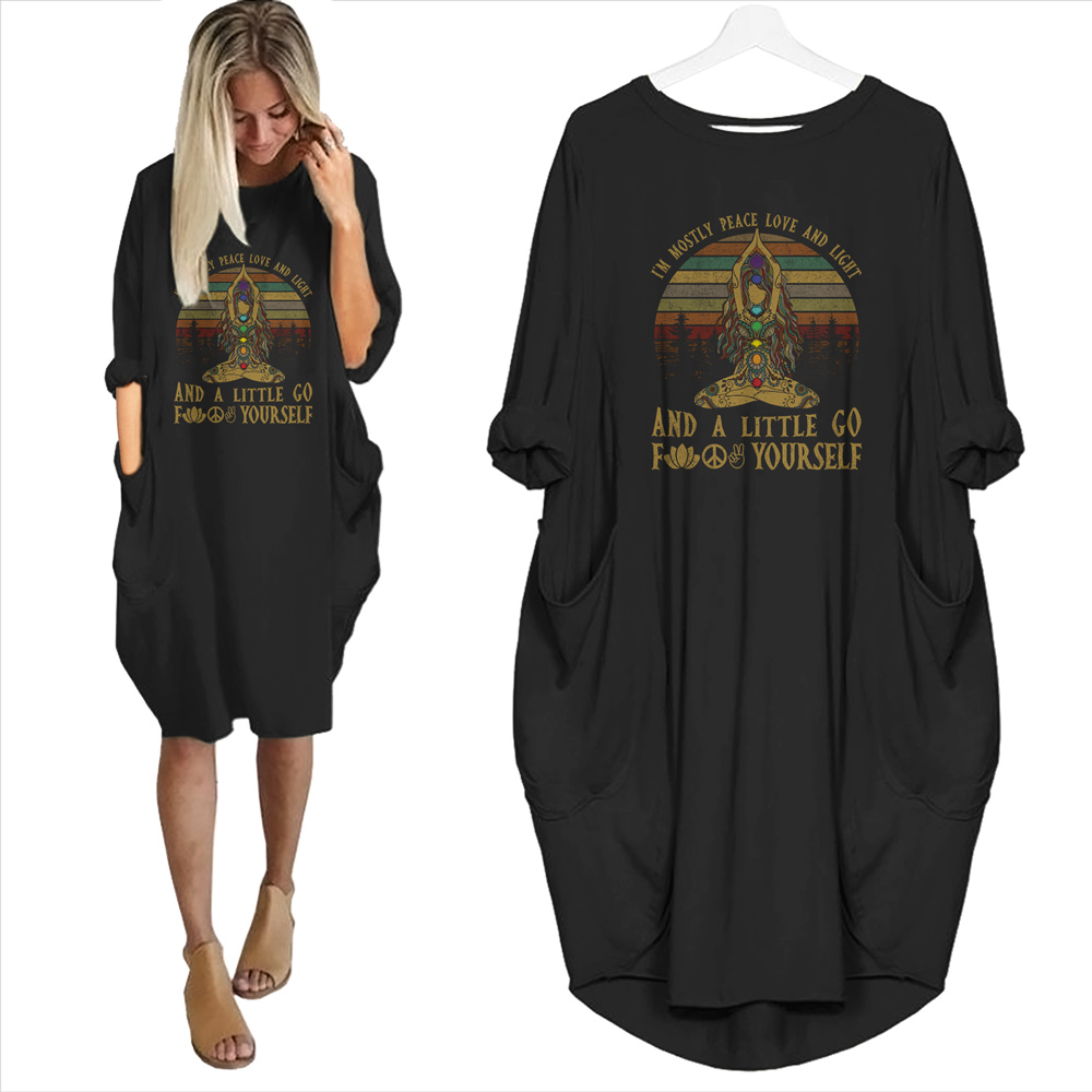 I'm Mostly Peace Love And Light Limited Edition Pocket Dress Hippie Clothes - variant image 1