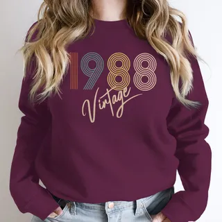 Limited Vintage 1988 Birthday Sweatshirt – Maroon