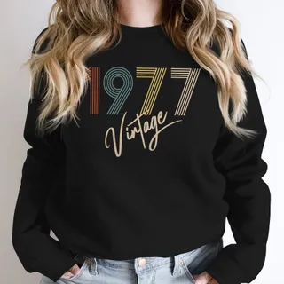 Limited Vintage 1977 Birthday Sweatshirt – Black