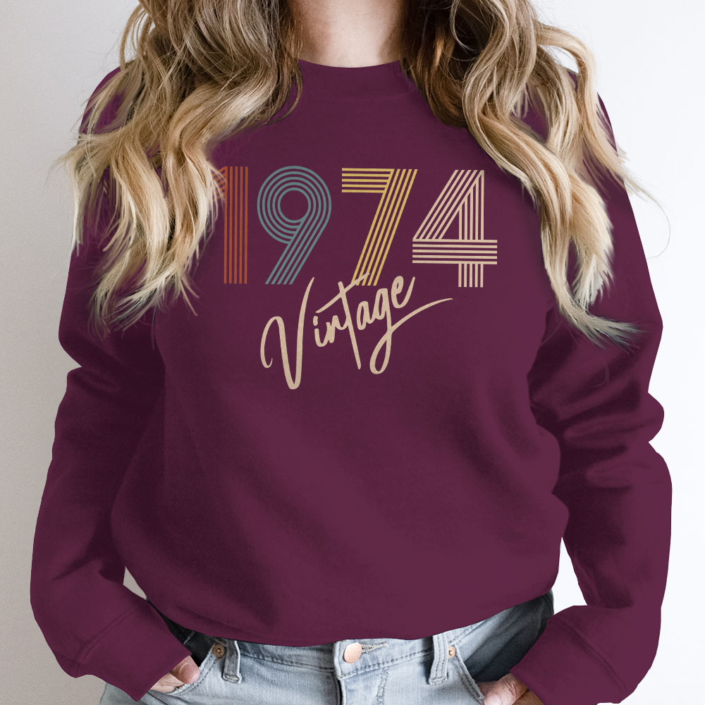 Limited Vintage 1974 Birthday Sweatshirt - variant image 1