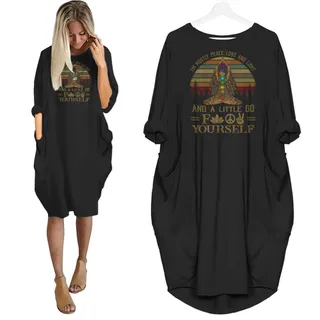 Mostly Peace Love And Light Nightgown – Black
