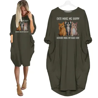 Cats Make Me Happy Nightgown For Women – Green