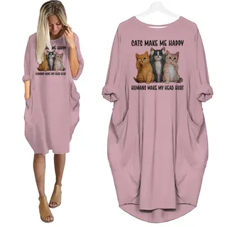 Cats Make Me Happy Nightgown For Women – Pink