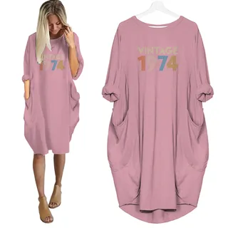 Birthday Outfits Vintage 1974 Limited Edition Pocket Dress – Pink