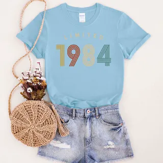 Limited Birthday 1984 Birthday T-Shirt – Light Blue