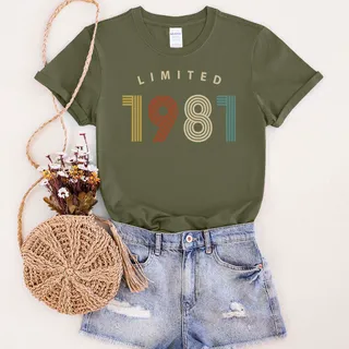Limited Birthday 1981 Birthday T-Shirt – Military Green