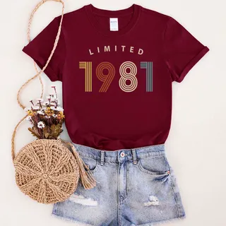Limited Birthday 1981 Birthday T-Shirt – Maroon
