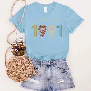 Limited Birthday 1991 Birthday T-Shirt – Light Blue