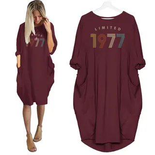 Limited Nightgown 1977 Birthday Pocket Dress – Red