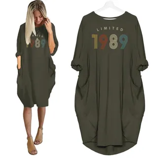 Limited Nightgown 1989 Birthday Pocket Dress – Green