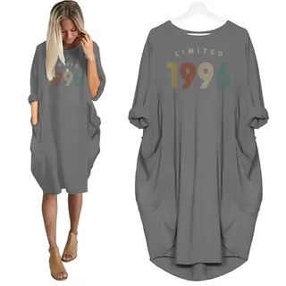 Limited Nightgown 1996 Birthday Pocket Dress – Grey