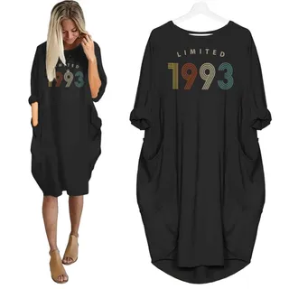 Limited Nightgown 1993 Birthday Pocket Dress – Black