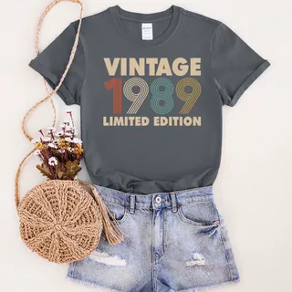 Vintage Limited 1989 Birthday T-Shirt – Dark Heather