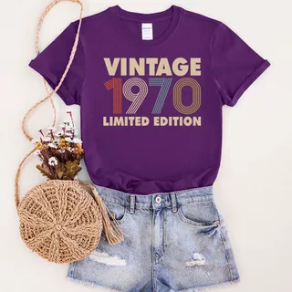 Vintage Limited 1970 Birthday T-Shirt – Purple