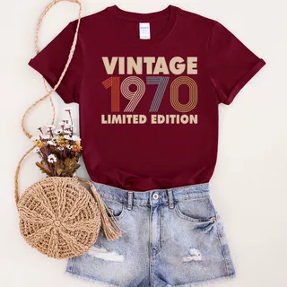 Vintage Limited 1970 Birthday T-Shirt – Maroon