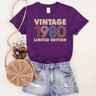 Vintage Limited 1980 Birthday T-Shirt – Purple