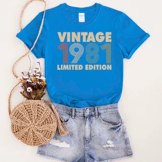 Vintage Limited 1981 Birthday T-Shirt – Royal