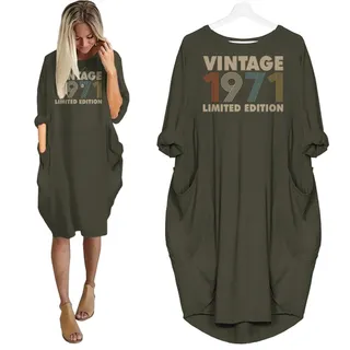 Vintage Limited Nightgown 1971 Birthday Pocket Dress – Green