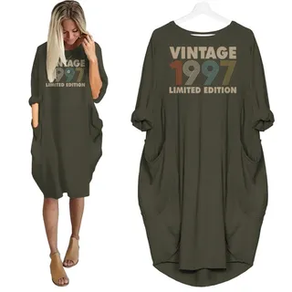 Vintage Limited Nightgown 1997 Birthday Pocket Dress – Green