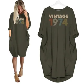 Vintage Nightgown 1974 Birthday Pocket Dress – Green