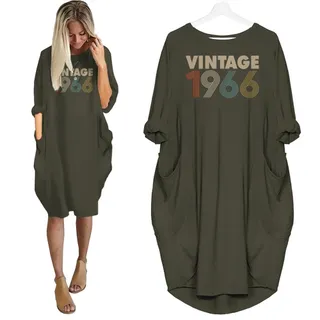 Vintage Nightgown 1966 Birthday Pocket Dress – Green