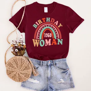 Retro 1960 Birthday T-Shirt – Maroon
