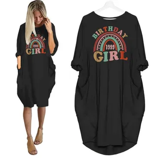 Retro 1999 Birthday Pocket Dress – Black