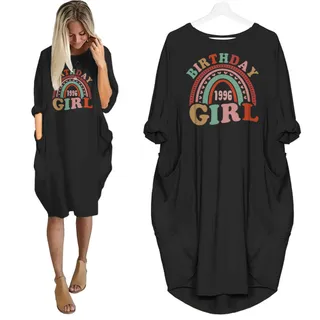 Retro 1996 Birthday Pocket Dress – Black
