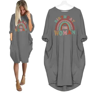 Retro 1988 Birthday Pocket Dress – Grey