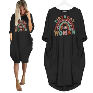 Retro 1989 Birthday Pocket Dress – Black