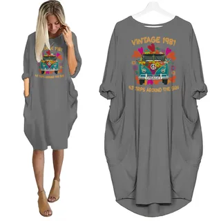 Vintage Trips 1981 Birthday Pocket Dress – Grey