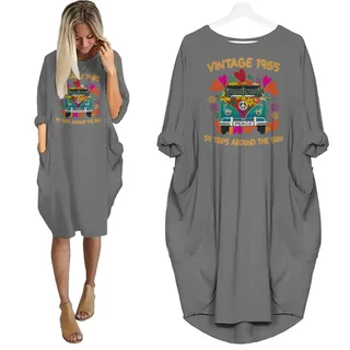 Vintage Trips 1965 Birthday Pocket Dress – Grey