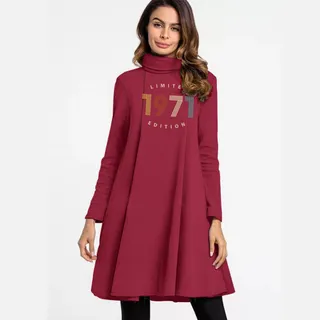 Limited 1971 Women's High Neck Dress – Cardinal Red