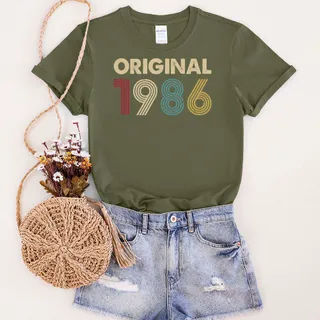 Original 1986 Birthday T-Shirt – Military Green