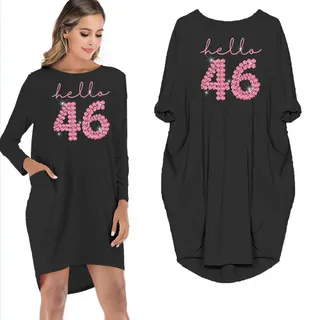 Hello 46 Birthday Pocket Dress – Black