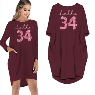 Hello 34 Birthday Pocket Dress – Red