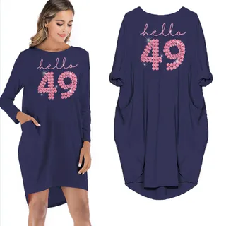 Hello 49 Birthday Pocket Dress – Blue