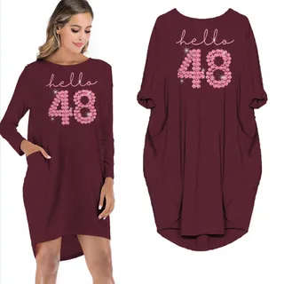 Hello 48 Birthday Pocket Dress – Red