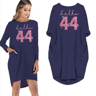 Hello 44 Birthday Pocket Dress – Blue