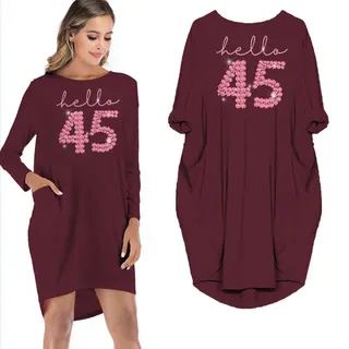 Hello 45 Birthday Pocket Dress – Red
