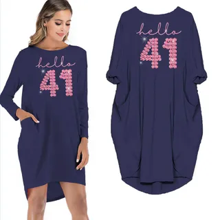 Hello 41 Birthday Pocket Dress – Blue