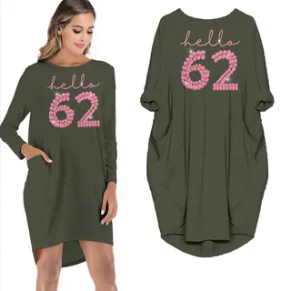 Hello 62 Birthday Pocket Dress – Green